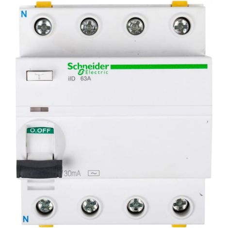 Disjoncteur différentiel 4P 63A 0,03A type AC iID A9Z11463