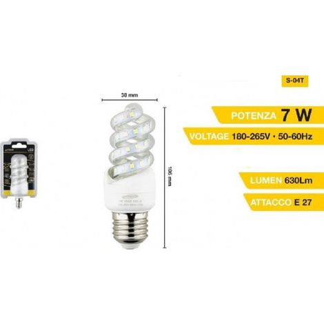Trade Shop - E27 7W Spiral-LED-Lampe, kalt, warm, naturweiß, 40D, S-04T -