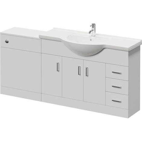 Alexander James Cento Gloss White 1800mm 3 Door Vanity Unit Toilet Suite - 1800mm - Chrome 96mm James HandleWithout James Toilet Pan