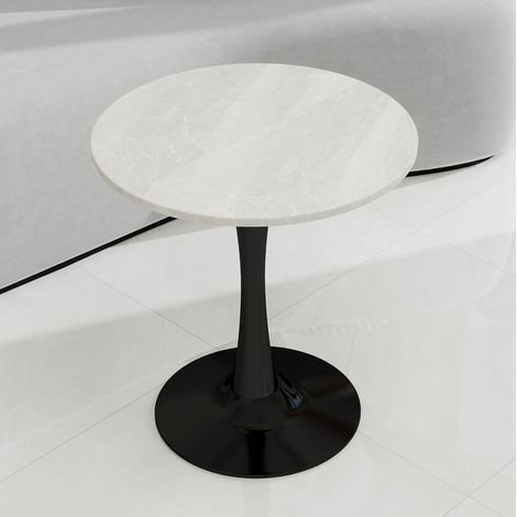 Mesa de centro redonda 70 x 70 x 72 cm, blanco y negro, de mármol artificial HAVRYA (1/5)