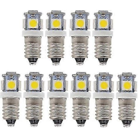 10 ampoules LED E10 6V ou 5 SMD 0,5W 50LM blanc froid (1/5)