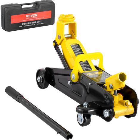 VEVOR Low Profile Floor Jack 1.5 Ton (3300 lbs), Heavy Duty Iron Hydraulic Racing Floor Jack, Hydraulic Car Jack, Single Piston Quick Lift Pump, 4.7"-12.1" Height Lifting Range (Yellow) (1/5)
