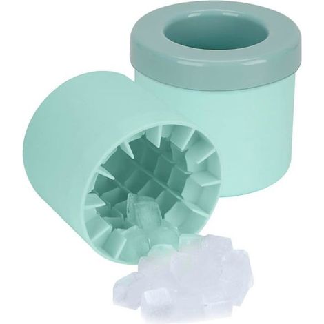 Moule à glaçons cylindrique bleu en 2 pièces, seau à glaçons en silicone, gobelet à glaçons à démoulage facile par pression (1/5)