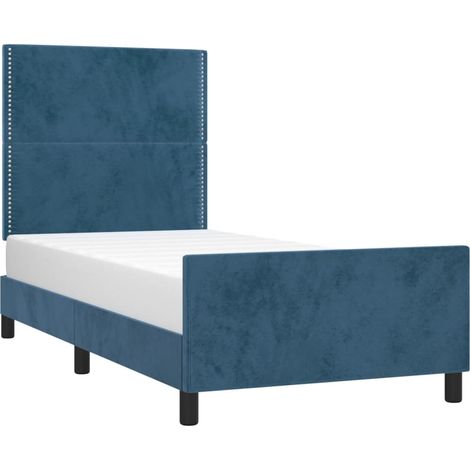 Estructura de cama sin colchón terciopelo azul oscuro 100x200cm vidaXL (1/4)