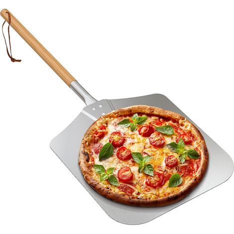 Pala para pizza, aluminio antiadherente, mango de madera de 25,5 cm, superficie de 30,5 x 35,5 cm, para horno/barbacoa (1/5)