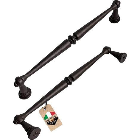 Country Poignée de meuble en métal rouillé - Espacement de perçage : 96 mm - Style maison de campagne vintage - Sablé massif - Pour armoires de cuisine et commodes - Avec vis de fixation (1/5)
