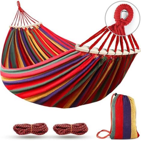 Hamac de camping AIMOONSA 2 places en toile robuste 275x155 cm avec sangles et sac de transport (1/5)