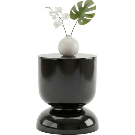 Relaxdays Tavolino & Sgabello, design a clessidra, oggetto decorativo per il soggiorno, HxD: 46 x 36 cm, metallo, nero