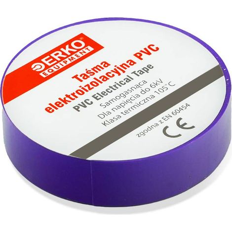 ERKO Nastro Isolante elettrico viola 15 mm x 10 m 10 Pezzi PVC Per isolare, Riparare e legare, nastro adesivo, Per tensioni fino a 6 kv, elettrici professionali, flessibile, autoestinguente (1/4)