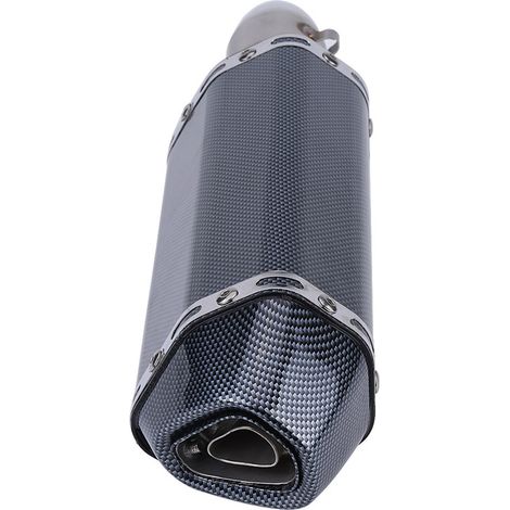 Modification moto : pot d'échappement hexagonal imitation fibre de carbone (motif floral) pour Kawasaki, Yamaha et Honda (avec autocollants). (1/5)