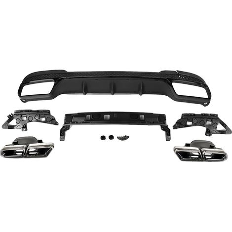 Diffuseur de pare-chocs, style AMG E63, embouts d'échappement inclus, compatible avec Mercedes, comme indiqué (1/2)