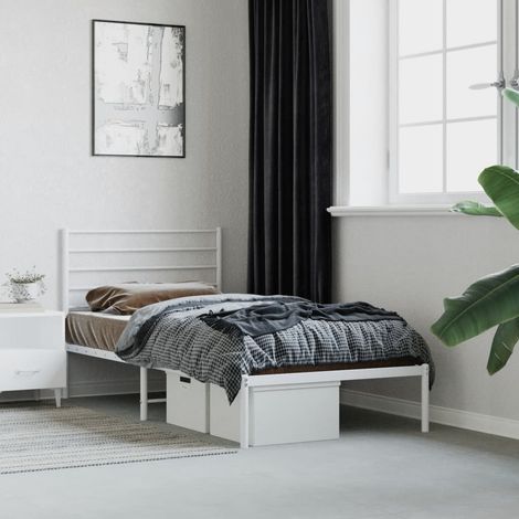 Estructura cama sin colchón con cabecero metal blanco 75x190 cm vidaXL (1/5)