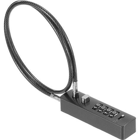 Câble de Verrouillage avec Combinaison, Cadenas à 4 Chiffres 24,8" en Corde d\'Acier pour Vélos, Armoires, Placards, Petites Clôtures, Gris (1/5)