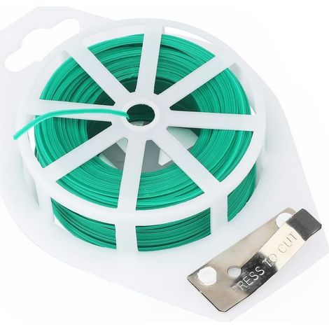 100m Green Garden Soft Tie, Plant Twisted Tie, Fil recouvert avec Cutter (1/5)