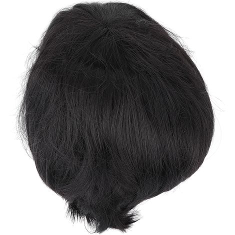 Perruque homme courte noire coupe fine, cheveux synthétiques naturels moelleux, filet respirant solide, port quotidien (1/5)