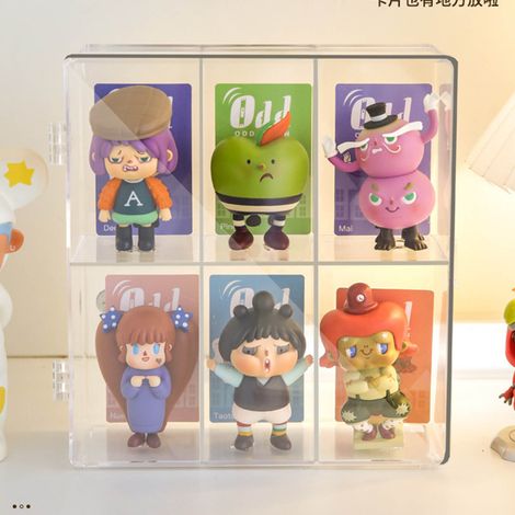 Vitrine de Collection Séparée en Cubes Transparents 6 Pièces 19x6x21cm Protection contre l'Eau et la Poussière pour Figurines Jouets à Exposer