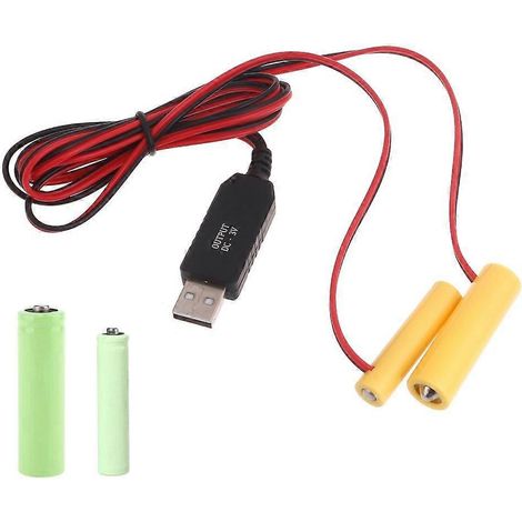 Adaptateur secteur USB avec éliminateur de piles factices (remplace 2 piles LR3/AAA + LR6 AA de 1,5 V)