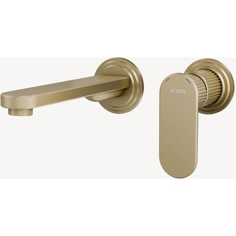 Miscelatore lavabo a parete oro spazzolato - Hera