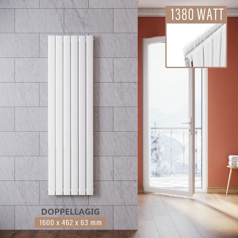 SONNI Design Paneelheizkörper Weiß Flachheizkörper Vertikal Doppellagig 1600x462mm (1/5)