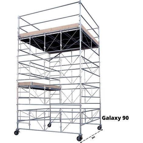 DUARIB - Tour échafaudage Roulant Acier Galaxy - Largeur de 1,5 ou 3m - L 3 x l 1,5 m - Hauteur de plateforme 1,2m