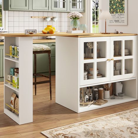 Credenza 138x39x102.5cm estensibile ripiani regolabili capacita 60kg MDF bianco (1/5)