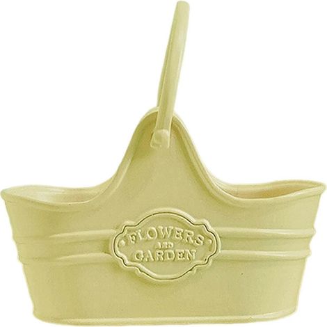 Panier à fleurs miniature en métal, mini panier de pique-nique avec poignées pour maison de poupée-Yellow (1/5)