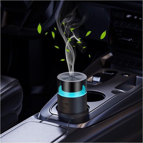 Ynkkvre - Diffuseur de voiture avec fonction marche/arrêt automatique, humidificateur portable, diffuseur d'huiles essentielles à piles avec lumière d'ambiance pour voiture, maison, bureau et voyages  (1/5)