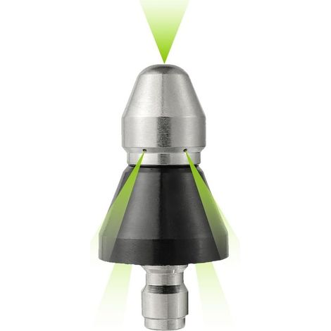 5000 PSI en acier inoxydable 1 jet avant et 6 jets arrière Outil de nettoyage d'égout Buse haute pression avec connecteur rapide de 6,35 mm pour nettoyeur de vidange à jet de pression (1 pièce) (1/5)