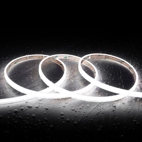 Ruban LED 24V COB 320 LED/m 5m 10W/m 1000lm/m Largeur 10mm Coupe 5cm IP65 CRI90 6000K Blanc froid (1/3)