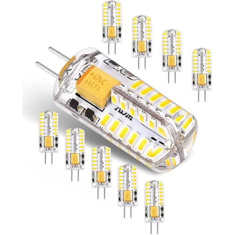 G4 LED Bulbs 12V AC/DC 3W Flicker-Free Energy Saving Lamp (Equivalent to 30W Halogen Bulb), Cool White 6000K, G4 LED Light, 300LM Non-Dimmable, Pack of 10 (1/5)