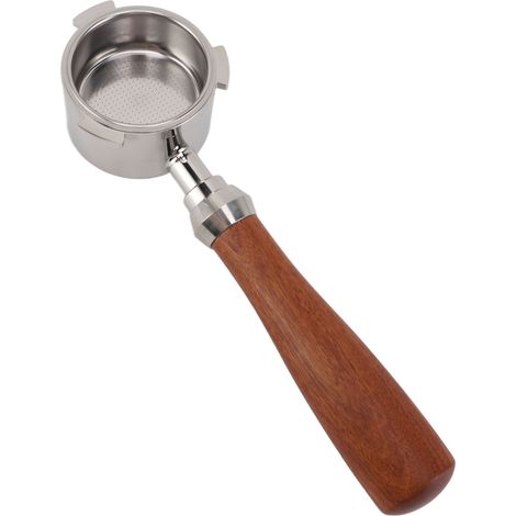 Porte-filtre 51 mm avec manche en bois massif, filtre à mailles ultra-fines, amovible à 3 oreilles et sans fond, pour cafetière Delonghi (1/5)
