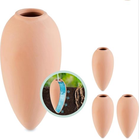 Lot de 4 piquets d'arrosage en terre cuite, dispositifs d'arrosage pour plantes, bouteille de vin, arrosage automatique, piquets d'arrosage automatique pour les vacances, piquets d'arrosage automatiqu (1/5)