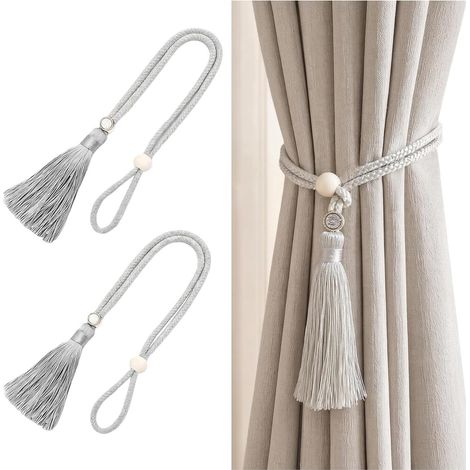 Embrasse Rideau Lot de 2, Attache Rideau avec Frange Réglable (1/5)