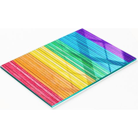 Tablero decorativo multifuncional de vidrio templado con rayas de colores, 80x52 cm. (1/5)