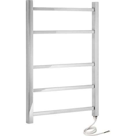 Greened House Cumbria Electric Square Tube Stainless Steel Heated Towel Rail 500x705mm Mirror Polished Finish (1/2)