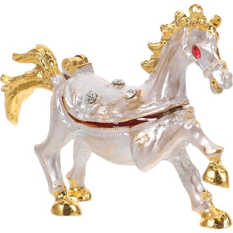Horse Jewelry Box, Horse Keepsake Box, White, Zinc Alloy, Compact and Portable, Decorative Storage for Birthdays (1/5)