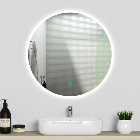 Ocean Sanitaire – Miroir lumineux de salle de bain 90cm rond – Anti-buée – LED blanc 6000K – Gradation continue – Épaisseur 5mm – Installation facile (1/5)