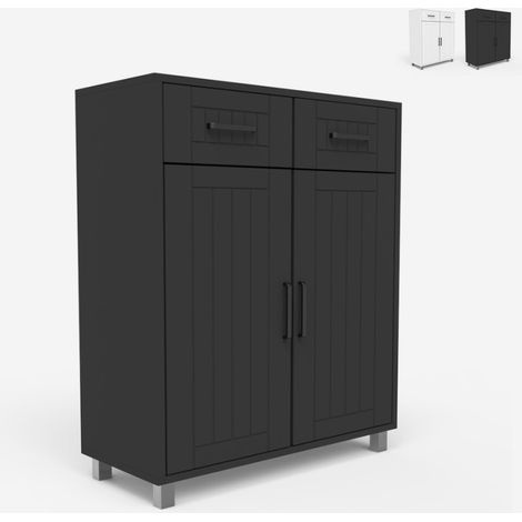 Ahd Amazing Home Design – Meuble sous vasque simple 60 x 30 x 72 cm – 2 portes battantes – 2 tiroirs coulissants – Structure en bois robuste – Design moderne (1/5)