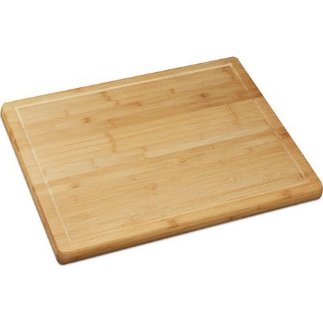 Planche À Découper Bambou, Antibactérien, Rigole À Jus, Billot Plan De Travail Cuisine, 2X56,5X50 Cm, Nature (1/5)