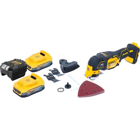 DeWalt DCS 355 E2 Oscillateur sans fil Multitool 18 V Brushless + 2x Powerstack batterie 1,7 Ah + chargeur + accessoires (1/5)