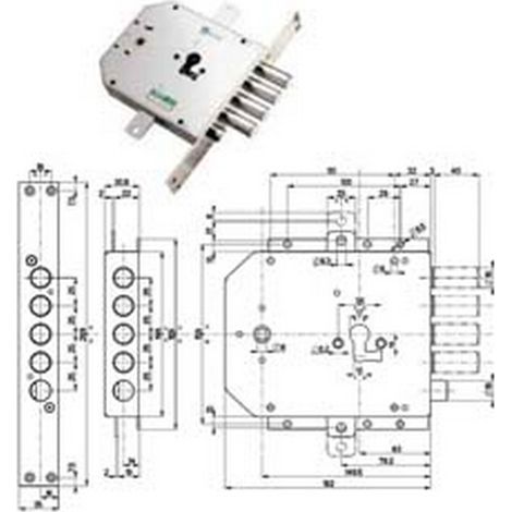 1PZ SERRATURA TRIPLICE INFILARE CON SCROCCO CILINDRO EUROPEO BLINDATE 85735 - MM.63 SX (85735S)