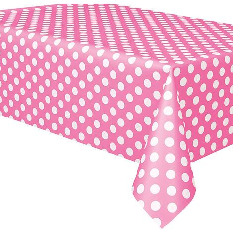 Rectangular PVC Oilcloth Tablecloth (Pink) 137 x 183 cm with Polka Dots (1/3)