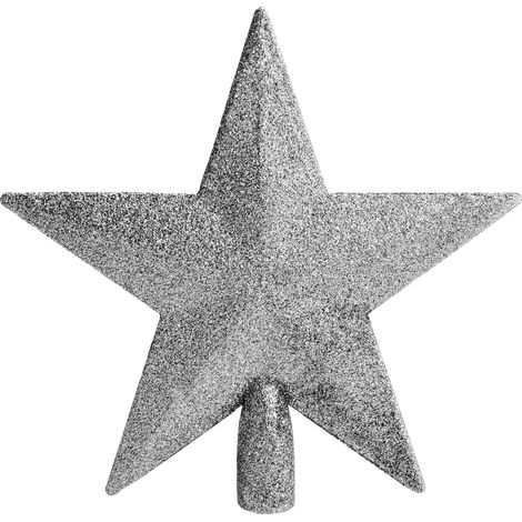 Weihnachtsbaum Spitze 20 cm mit Glitzer - silber - Christbaumspitze 3D Weihnachtsstern