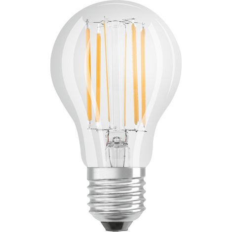 Bombilla LED de cristal transparente estándar E27, 11W, blanco frío. (1/3)