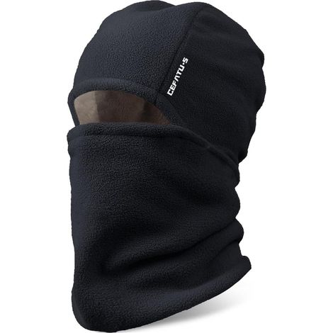 Sturmhaube Fleece mit Kapuze, winddicht, thermisch, für Ski, Radfahren, Wandern, Schwarz (1/5)