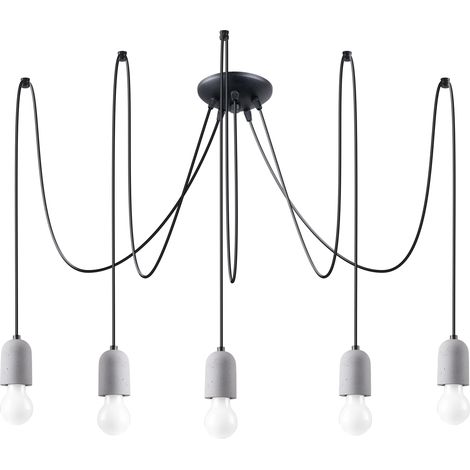 Suspension industrielle NESO noir béton gris 5xE27 (1/5)