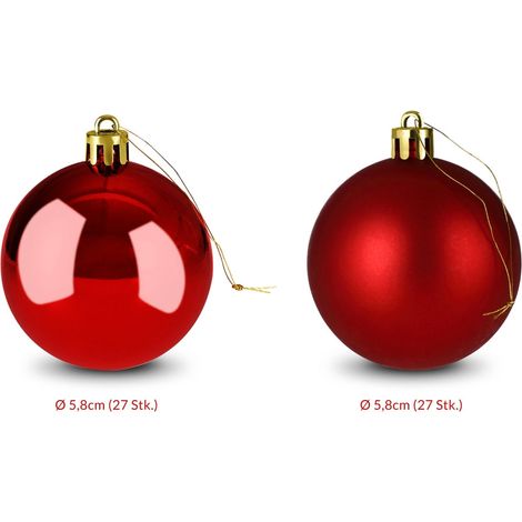 Red Christmas Baubles, 54 Pcs - Indoor/Outdoor, 6cm (1/5)