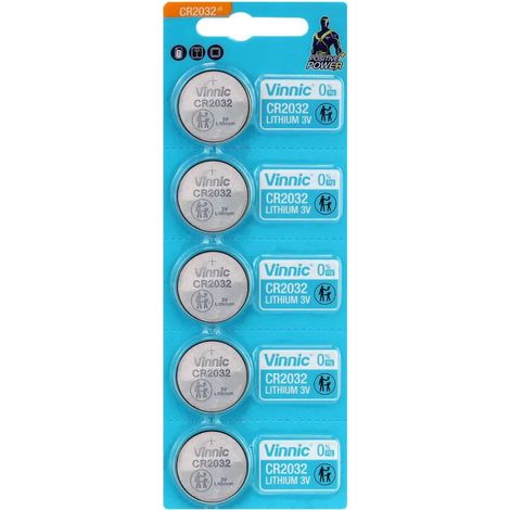 Batterie al litio piatte Vinnic CR2032, confezione da 5 pezzi, codice 018325
