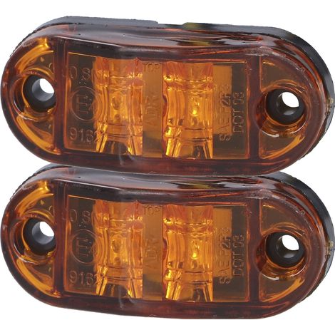 Feux de position latéraux et clignotants haute luminosité 2 LED 10-30 V, adaptés aux voitures, camions, remorques et camping-cars, jaunes. (1/5)