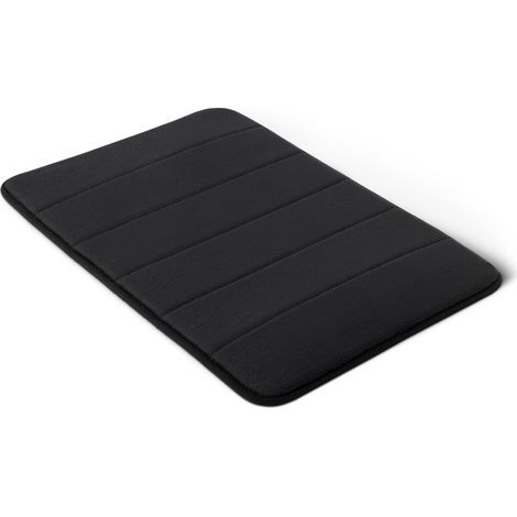 Non-Slip Memory Foam Bath Mat, Ultra Soft Shower Mat, Absorbent, Quick Drying, Machine Washable, 43x61 cm, Black (1/5)